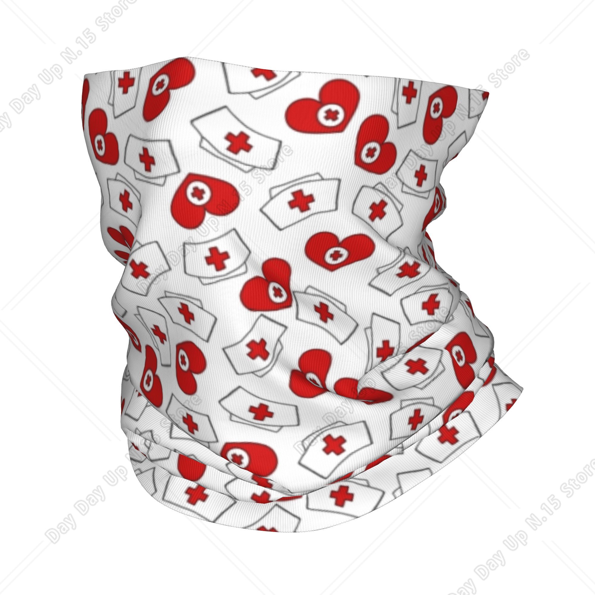 Neck Gaiter Face Cover - Topi Perawat Motif Hati Bandana Penghangat